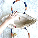 No Brand Straw Weave Pom Pom Medium Handbag