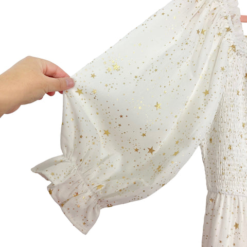 Ivy City White with Gold Stars Midsummer Nights Smocked Bodice Midi Dr The Saved Collection Ivy City White with Gold Stars Midsummer Nights Smocked Bodice Midi Dr The Saved Collection