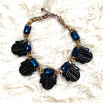 J Crew Blue Stones and Black Pendant Necklace