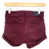 American Eagle Burgundy Super Stretch Shorts- Size 0