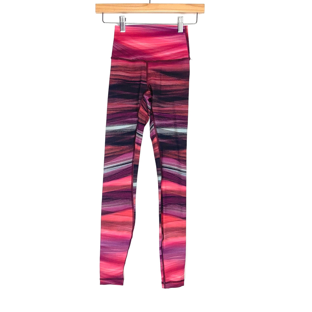 Lululemon Pinks and Purples Striped Ombre Leggings- Size 2 (Inseam