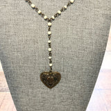 No Brand Beaded Chain Heart Pendant Necklace