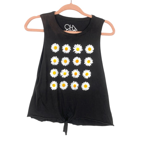 Chaser Daisy Print Front Knot Tank- Size S (see notes)