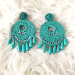Accessory Concierge Turquoise Beaded Circle Earnings with Rhinestones