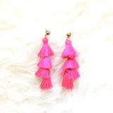 Hot Pink Tassel Earrings