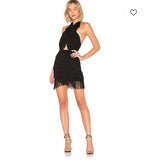 NBD Black Halter Fringe Dress- Size XS