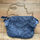 Lisi Lerch Blue Straw Handbag NWT