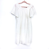 Abbey Glass White Crochet Lace Back Satin Tie Back Dress- Size XL