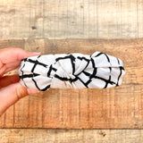 No Brand Black/White Checked Top Knot Headband