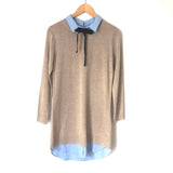 English Factory Tan Collared Sweater Dress with Removable Neck Tie - Size S