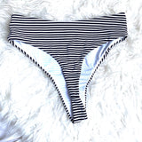 Bond-eye Striped High Waist Bikini Bottoms- Size S (BOTTOMS ONLY)