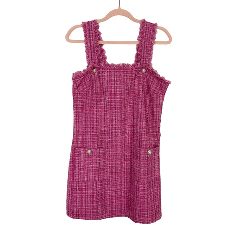 Entro Pink Tweed with Button Detail and Front Pockets Dress NWT- Size S