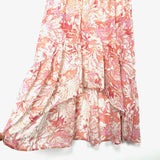 Pink Lilly Pink/Orange/Tan/Cream Front Tie & Cutout Hi Lo Maxi Dress- Size M