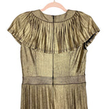 Ivy City Metallic Gold Flutter Sleeve Dress- Size S