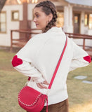 Chicwish White Heart Elbow Mock Neck Knit Sweater- Size ~S/M