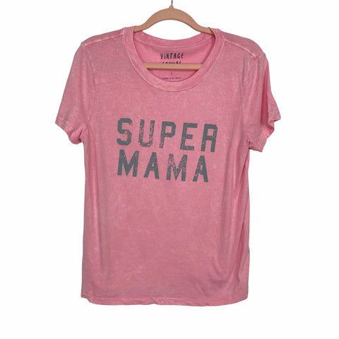 Vintage Canvas Pink "Super Mama" Graphic T-Shirt- Size S