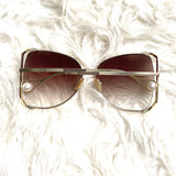 No Brand Gold Sunglasses with Pearl Detail