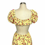Forever 21 Yellow Floral Print Cut Out Dress NWT- Size S