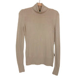 H&M Beige Ribbed at Neck, Cuffs, and Hem Turtleneck Sweater- Size S