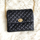 Mali + Lili Black Quilted Vegan Leather Belt Bag with Chain Strap NWT