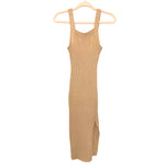 Abercrombie & Fitch Tan Ribbed Tank Top Front Slit Midi Form Fitting Dress- Size XS