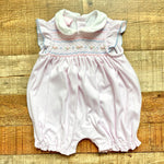 Petit Bebe Pink Flower Gingham Smocked Rose Bubble- Size 6M