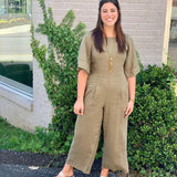 Uncle Frank Olive Wide Leg Jumpsuit NWT- Size XL