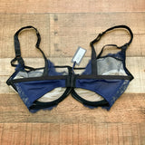 Figleaves Midnight Blue/Ivory Amelie Peep Strapping Underwired Balcony Bra NWT- Size 34I