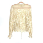 Urban Outfitters Cream Lace Mock Neck Back Waist Tie Blouse- Size S