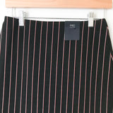 M&S Black Striped Skirt with Elastic Waist NWT- Size 4