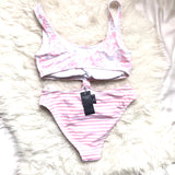 Abercrombie & Fitch Pink Floral/Striped Twist Front One Piece NWT- Size S