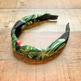 No Brand Black/Green Palm Print Top Knot Headband