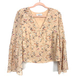 Living My Best Style x Pink Lily Blush Floral Bell Sleeve Blouse- Size S