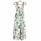 Shein White Smocked Bodice Floral Tie Strap Dress- Size S