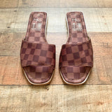 MKS Brown Check Sandals- Size 7