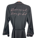 Soma Sensual Black Satin Like "Roses Are Red Time For Bed" Robe- Size S/M