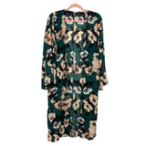 Pink Blush Hunter Green/Floral Kimono- Size S