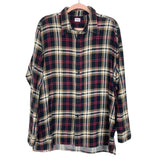 Toss Plaid with Bandana Mona Lisa on the Back Flannel Button Up- Size ~L (see notes)