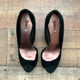 Miu Miu Black Suede Like Open Toe Metallic Pink Heels- Size 36.5 (US 6)