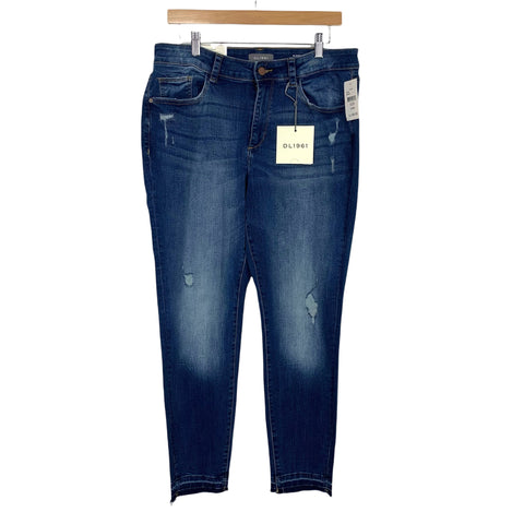 DL1961 Florence Ankle Mid Rise Instasculpt Distressed Skinny Jeans NWT- Size 14W (Inseam 26”)