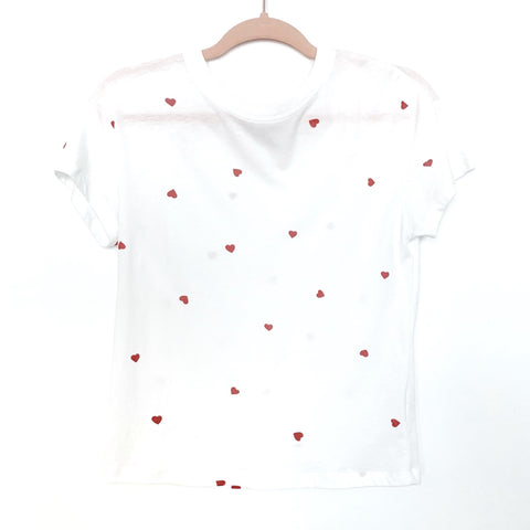 Z Supply White With Red Hearts T-Shirt- Size XS