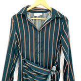 JOA Striped Button Up Faux Wrap Dress- Size S