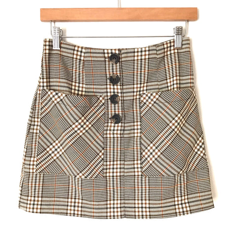 Illa Illa Plaid Front Pockets Button Up Mini Skirt- Size S