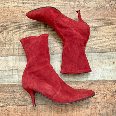 Stuart Weitzman Burgundy Suede Like Boots- Size 8.5 (See Notes)