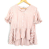 Madewell Candy Stripe Button Up Peplum Short Sleeve - Size S