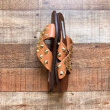 Steve Madden Leather Gold Spiked Stud Slide Sandals- Size 7