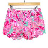 Lilly Pulitzer Mint/White/Coral/Neon Pink The Buttercup Scallop Shorts- Size 00