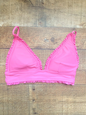 J Crew Pink Ruffle Padded Bikini Top- Size S (TOP ONLY, see notes)