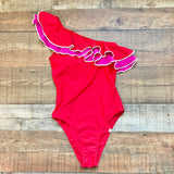 Summersalt Red/Pink Padded One Shoulder Ruffle One Piece- Size 4