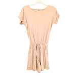 Zenana Tan Tie Back Faux Drawstring Waist Romper- Size S